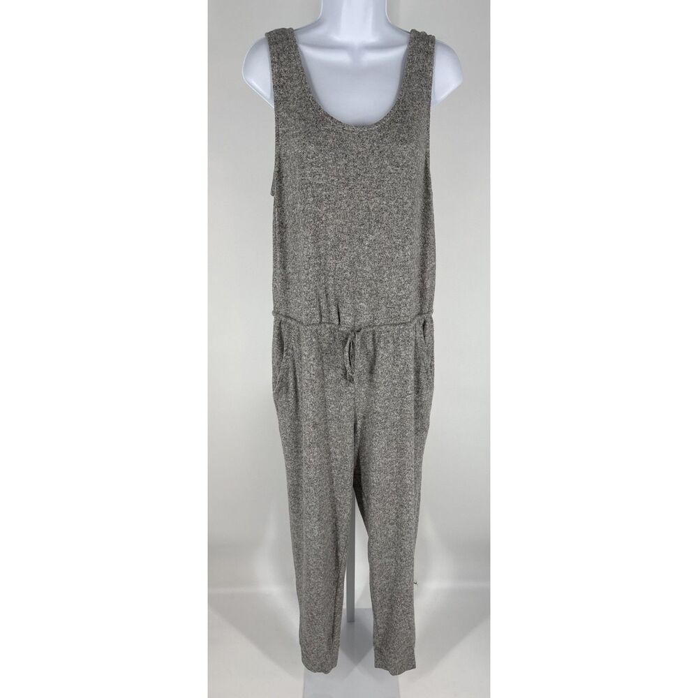 aerie heathered gray marled knit sleeveless jumpsuit
